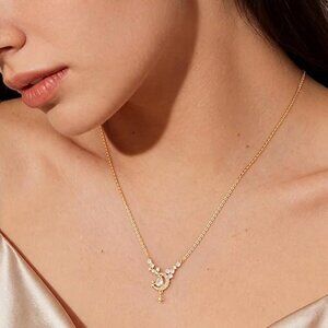 Neiman Marcus 14k Gold Plated Moon Star Charm Necklace